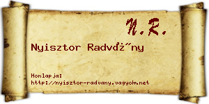 Nyisztor Radvány névjegykártya